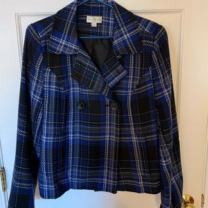 Blue & black plaid Double breasted jacket by Studio Works.